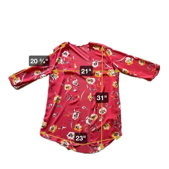 Maurice’s Kimono Flutter Open Front Floral Red Vibrant Womens Medium Breezy - Picture 9 of 11